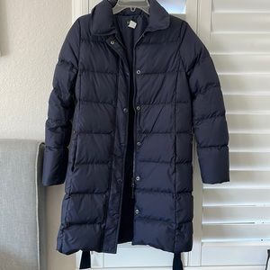 J crew navy long puffer
